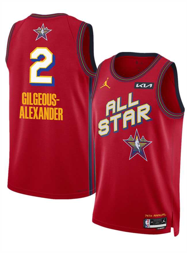 Mens 2025 All-Star #2 Shai Gilgeous-Alexander Red Stitched Jersey Dzhi->2025 all star->NBA Jersey